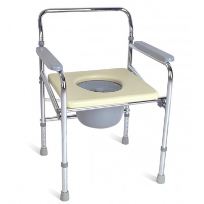 Chrome Frame steel foldable commode chair without wheels