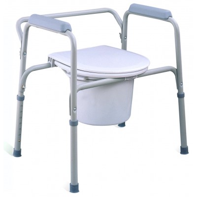 economical steel three-in-one commode chair without wheels