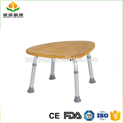 High quality aluminum tool free height adjustable bamboo plate seat bath chairs for disabled