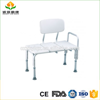 Good quality aluminum transfer bench folded arm chair for toilet