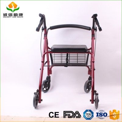 Lightweight Red Walker & Rollator 150KG Safety load 55*66*88CM Size rollator parts