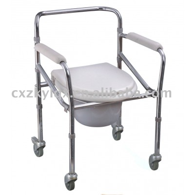 Steel,PE folding with wheels commode chair MT504 ,toilet lift chair