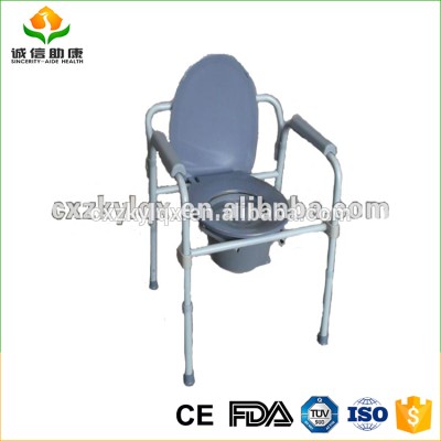 Steel Folding adjustable commode,quick release backrest toilet bowl