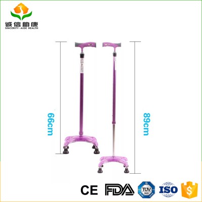 Color lightweight adjustable aluminum alloy tube walking cane free standing for elder and handicapped or patient