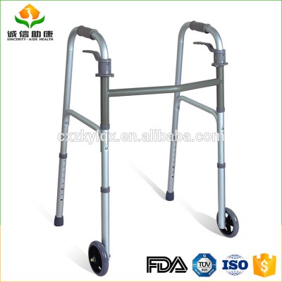 High quality aluminum button walker walking aids stick ZX712L-5 for disability products and having wheel